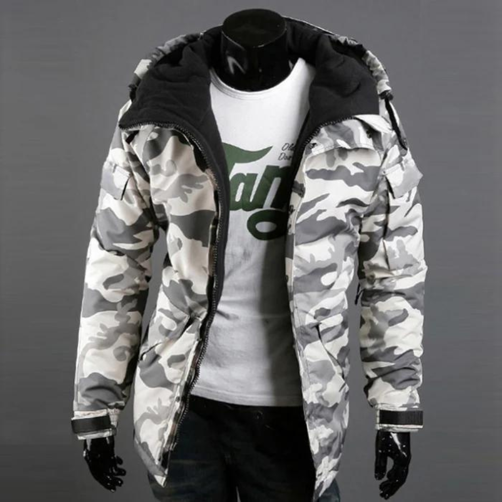 Men's Camouflage Hooded Jacket - Stylish Camo Outdoor Jacket for Hunting, Camping, and Casual Wear