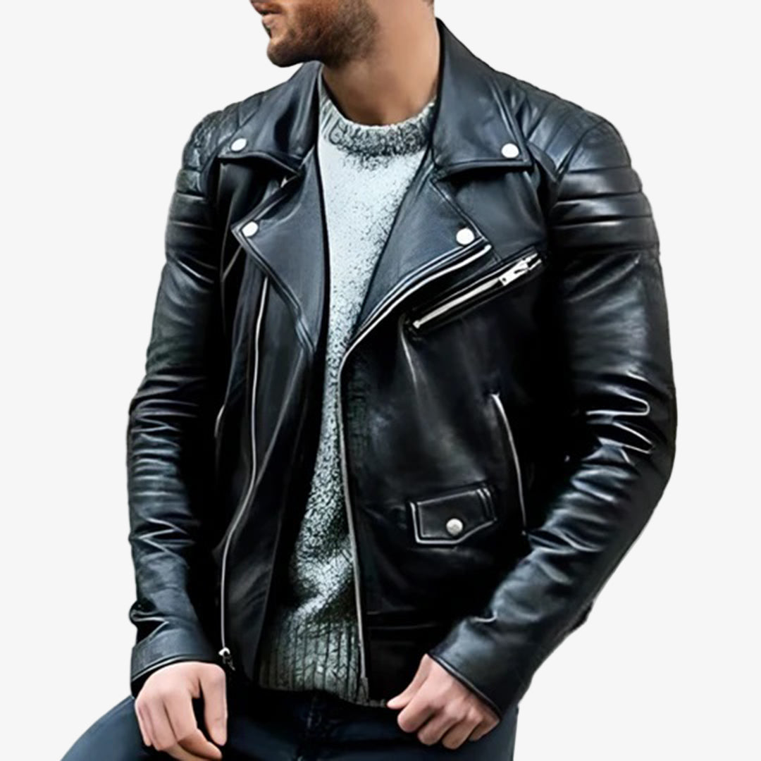 Men's Double Breasted Leather Jacket - Stylish, Durable, Classic Outerwear for Fashion-Forward Looks