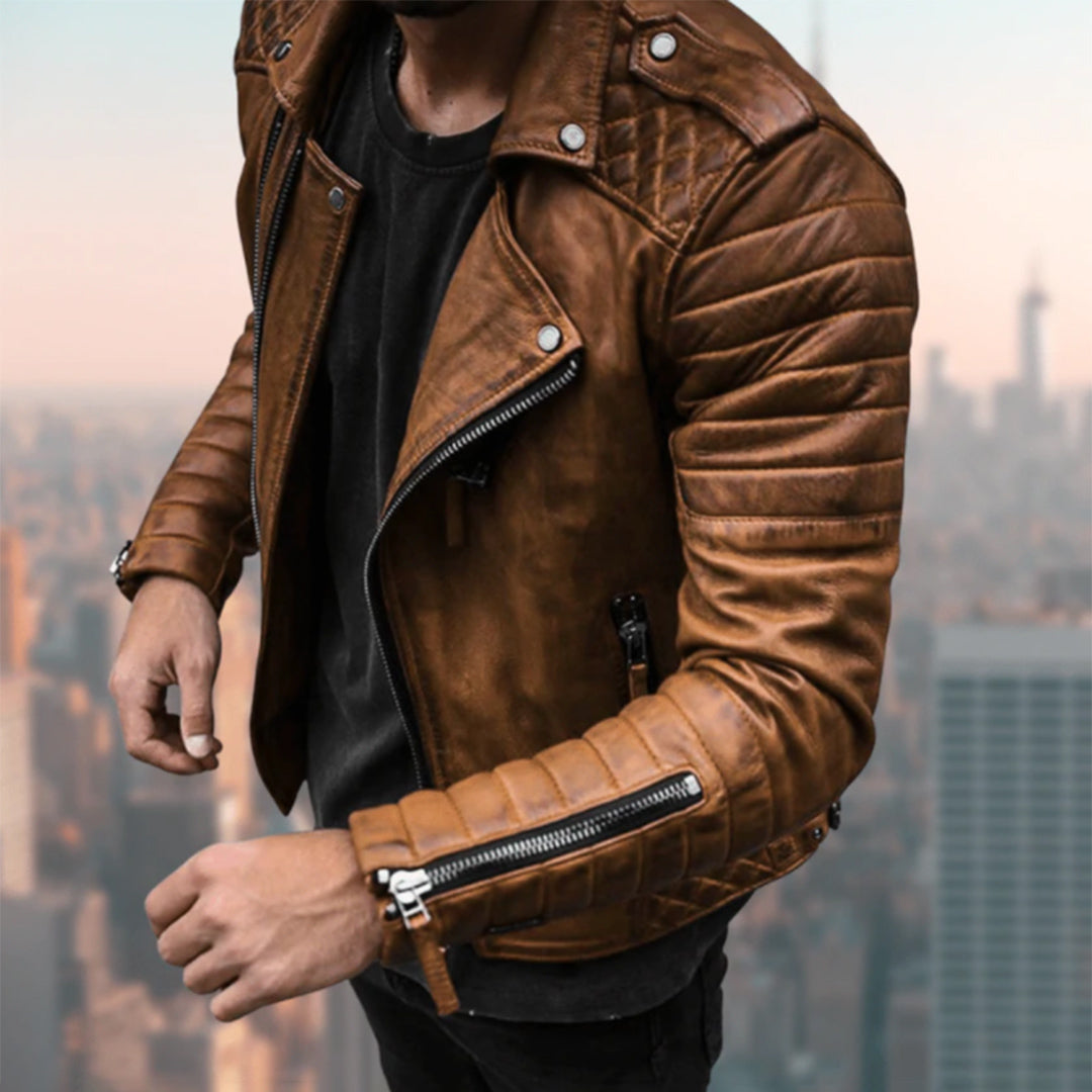 Men's Double Breasted Leather Jacket - Stylish, Durable, Classic Outerwear for Fashion-Forward Looks