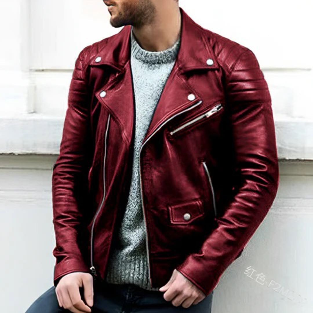 Men's Double Breasted Leather Jacket - Stylish, Durable, Classic Outerwear for Fashion-Forward Looks