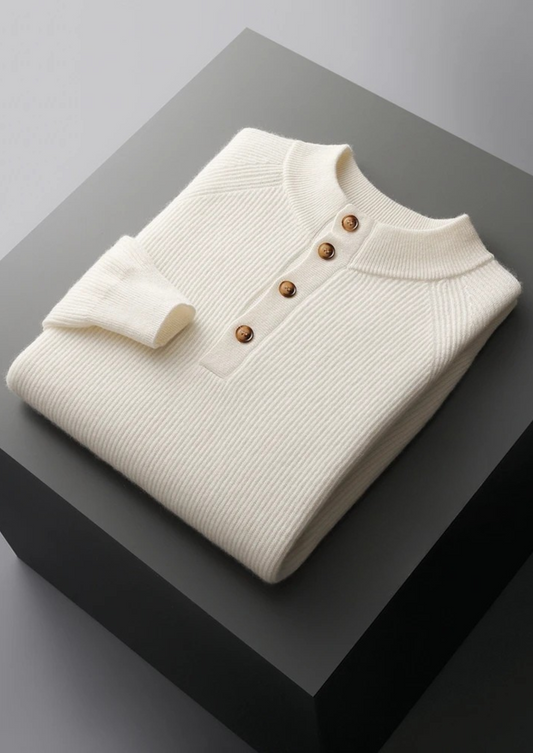 Cashmere Button Sweater Gray Premium Cashmere