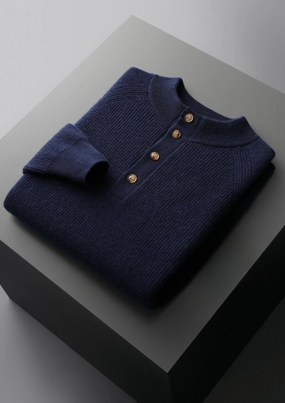 Cashmere Button Sweater Gray Premium Cashmere