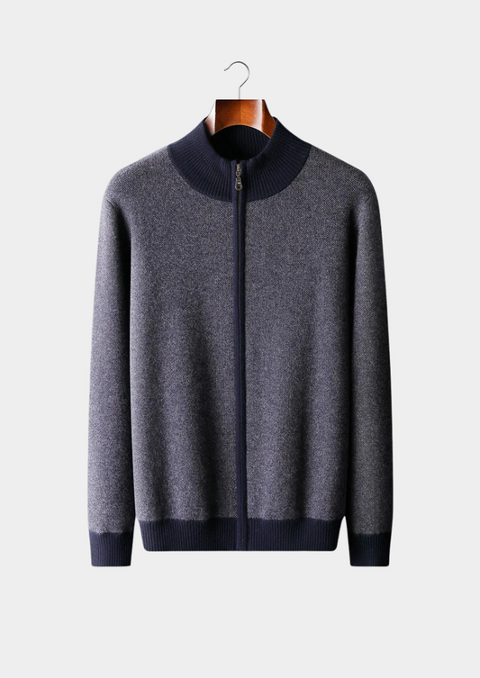 Cashmere Cardigan Black Jacquard Zip 0