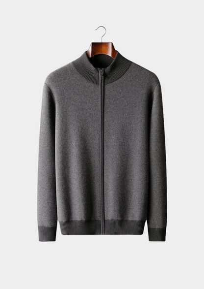 Cashmere Cardigan Black Jacquard Zip 2