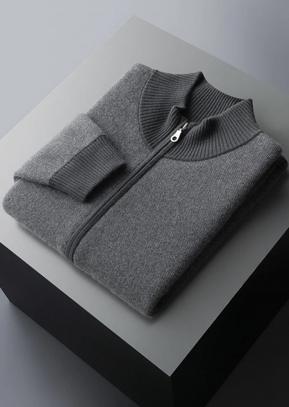 Cashmere Cardigan Black Jacquard Zip 4
