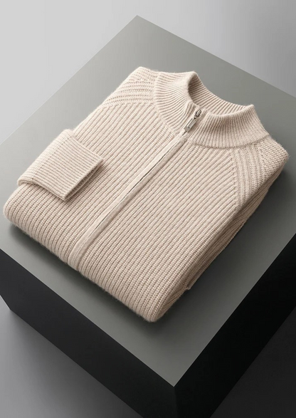 Cashmere Ribbed Cardigan Gray