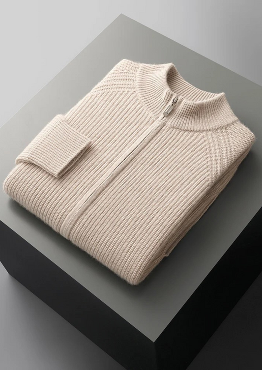 Cashmere Ribbed Cardigan Gray