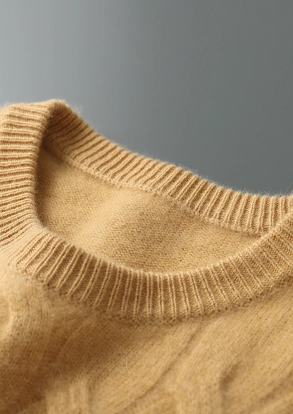 Cashmere Sweater Crewneck Cable Knit Design 100% Cashmere 8