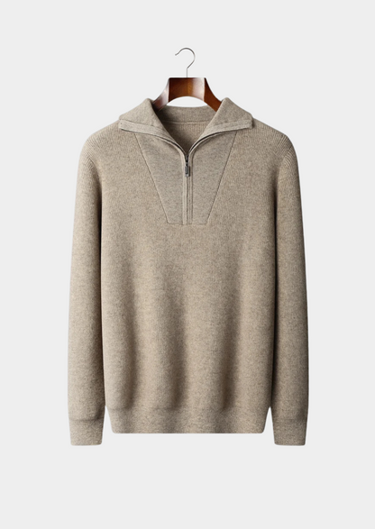 Cashmere Sweater Grey Ribbed Half-Zip 1