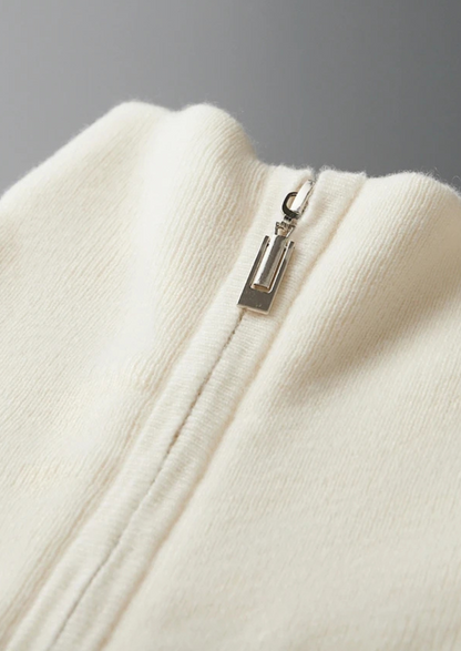 Cashmere Sweater Grey Ribbed Half-Zip 5