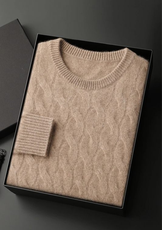Cashmere Sweater Women Cream Cable Knit Crewneck