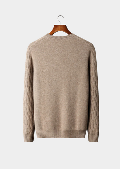 Cashmere Sweater Women Cream Cable Knit Crewneck