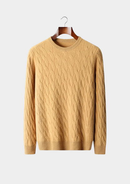 Cashmere Sweater Women Cream Cable Knit Crewneck