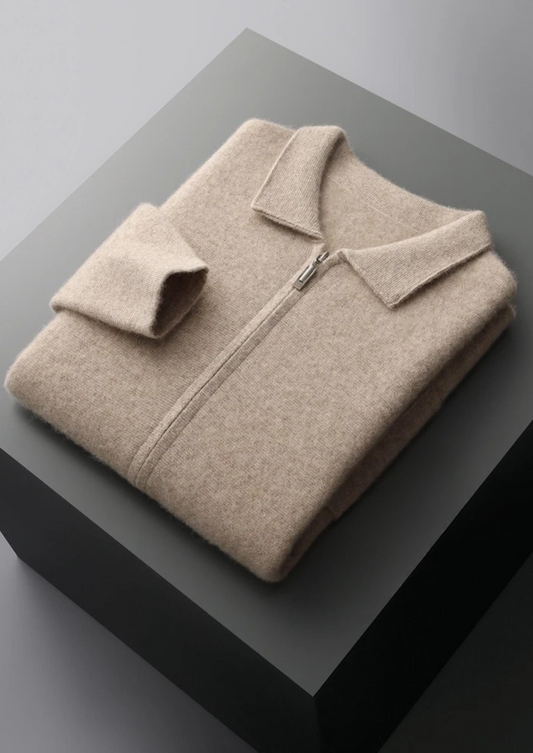 Cashmere Zipper Cardigan Gray