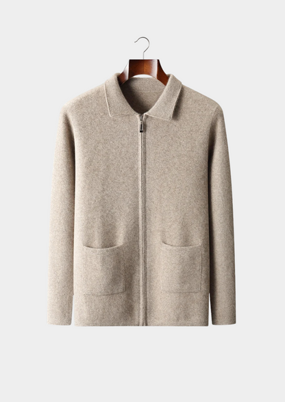 Cashmere Zipper Cardigan Gray