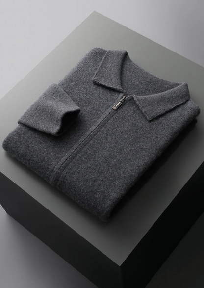 Cashmere Zipper Cardigan Gray