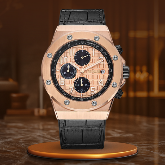 Casual Chronograph Watch with Vegan Leather Strap – Sporty and Durable