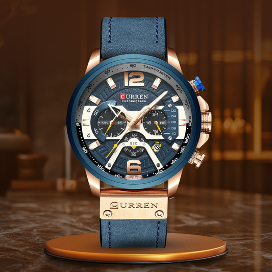 Casual Sports Watch for Men with Chronograph Function and Leather Strap – Rugged and Stylish Timepiece 0