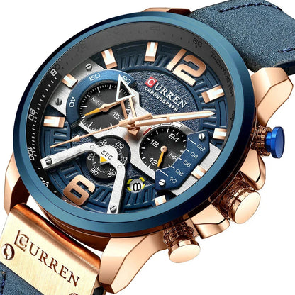 Casual Sports Watch for Men with Chronograph Function and Leather Strap – Rugged and Stylish Timepiece 2