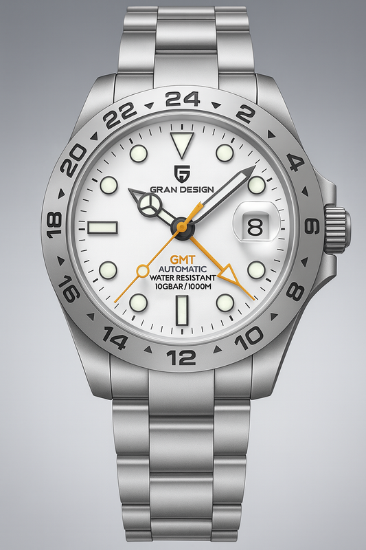 Men's Automatic Mechanical GMT Watch with Sapphire Crystal, Stainless Steel, Luminous BGW-9 Features