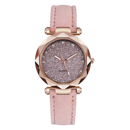 Chic Rhinestone Women's Watch with Vegan Leather Strap – Modern Elegant Ladies Watch for Casual and Formal Wear 0