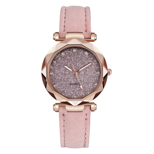 Chic Rhinestone Women's Watch with Vegan Leather Strap – Modern Elegant Ladies Watch for Casual and Formal Wear 0
