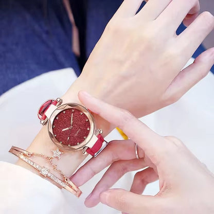 Chic Rhinestone Women's Watch with Vegan Leather Strap – Modern Elegant Ladies Watch for Casual and Formal Wear 1