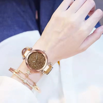 Chic Rhinestone Women's Watch with Vegan Leather Strap – Modern Elegant Ladies Watch for Casual and Formal Wear 2