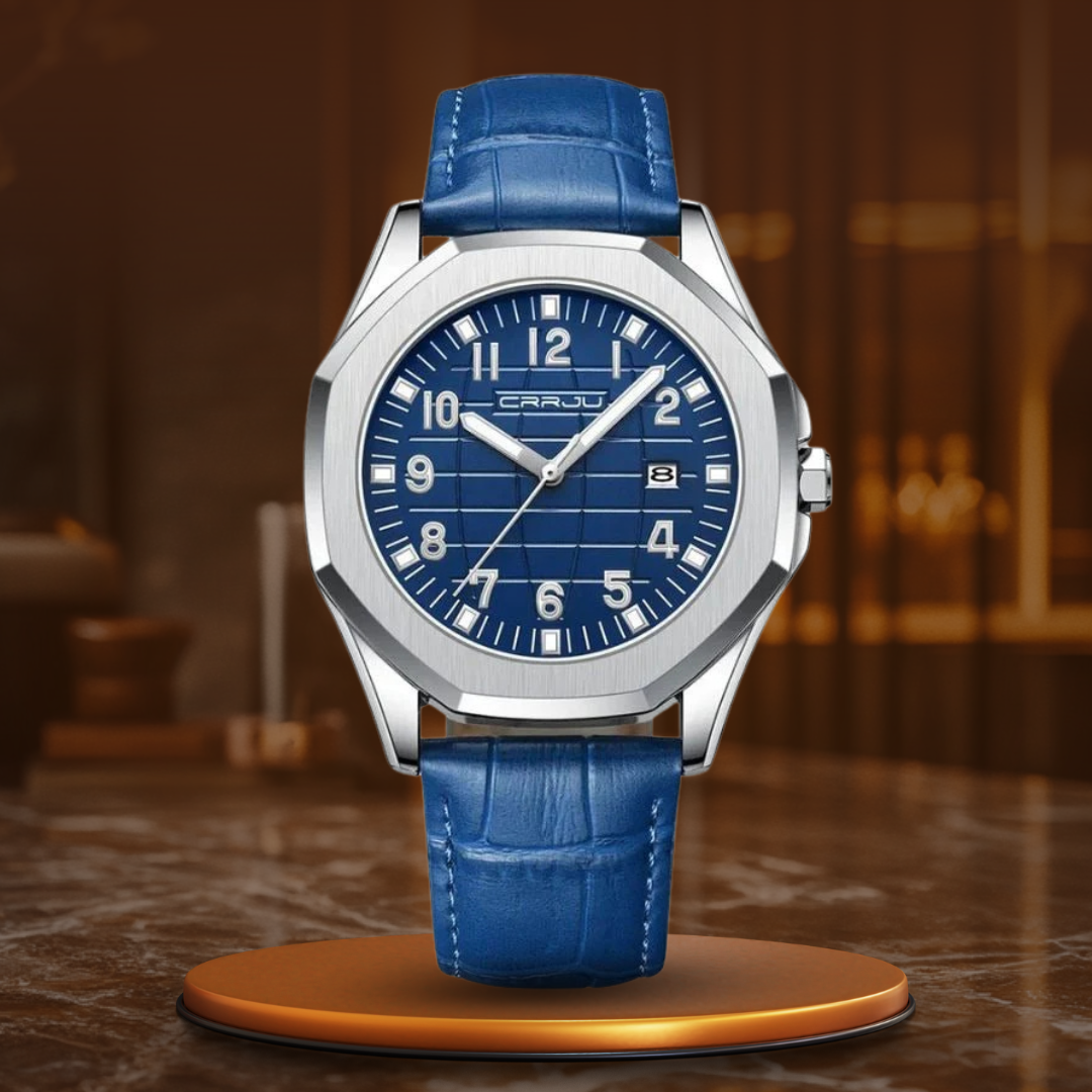 Classic Men's Quartz Watch with Leather Strap – Water-Resistant, Stylish Design, Calendar Feature