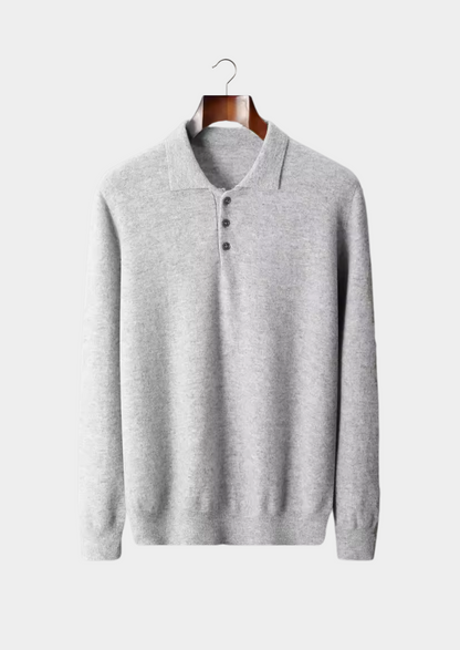 Classic Polo Sweater Navy Extra-Fine Merino Wool 1