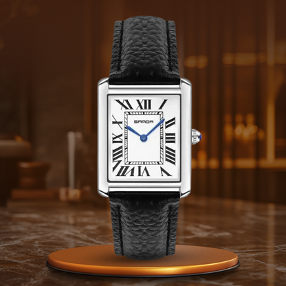 Couples Watches Black Leather Quartz Square Dial Wrist Watch Set 10