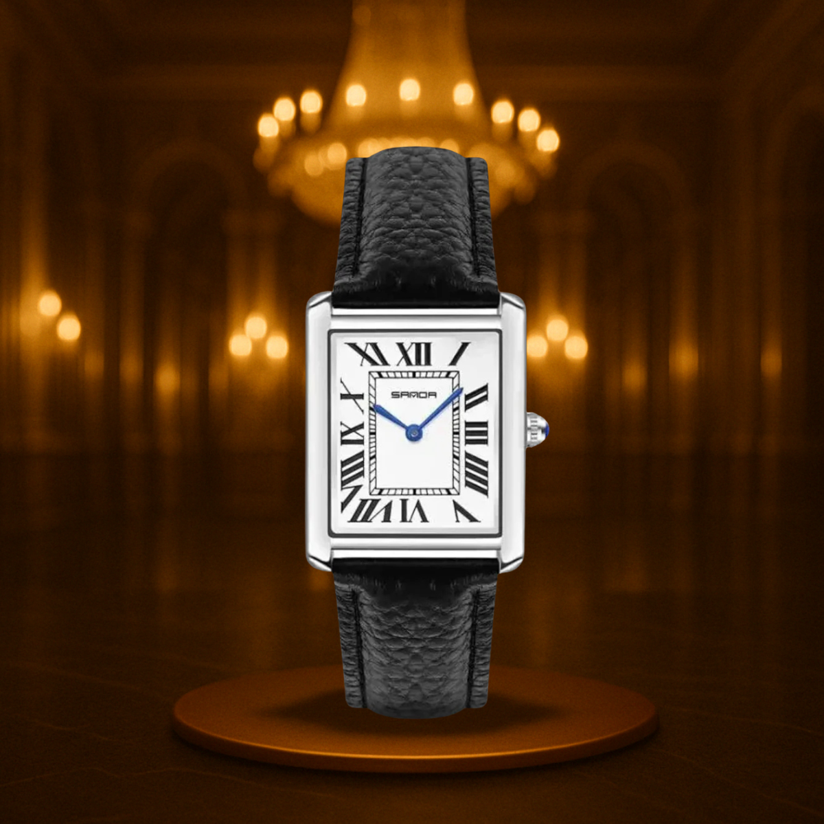 Couples Watches Square Dial Black Stainless Steel Wrist Watch Set for Couple