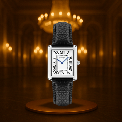 Couples Watches Square Dial Black Stainless Steel Wrist Watch Set for Couple