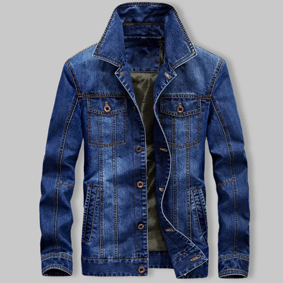 Men's Stylish Denim Jacket with Button Closure and Functional Pockets - Trendy Casual Outerwear for Every Season