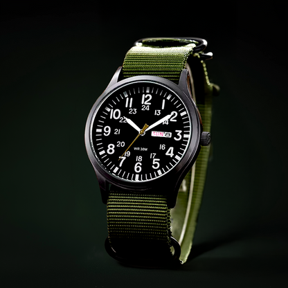 Durable Field Watch with Fabric Strap – Rugged Design, Precision Quartz Movement for Outdoor Adventures