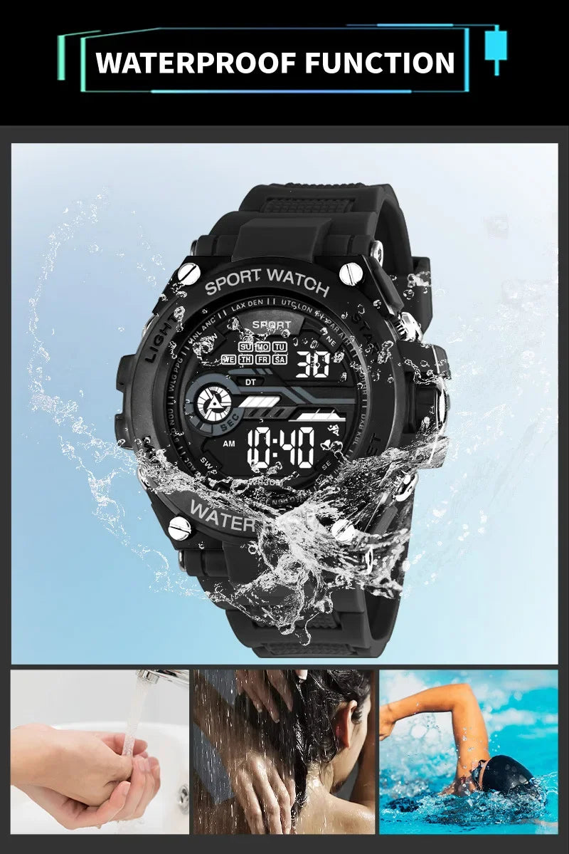 Durable Outdoor Digital Sports Watch with LED Display, Water Resistant, Shock Resistant, Multiple Functions – Ideal for Athletes and Adventurers 5