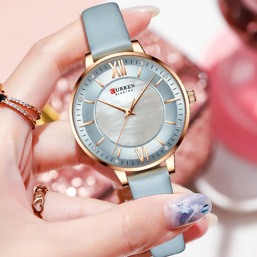 Elegant Ladies Quartz Watch with Leather Strap – Waterproof and Stylish Timepiece for Women