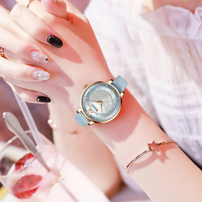 Elegant Ladies Quartz Watch with Leather Strap – Waterproof and Stylish Timepiece for Women