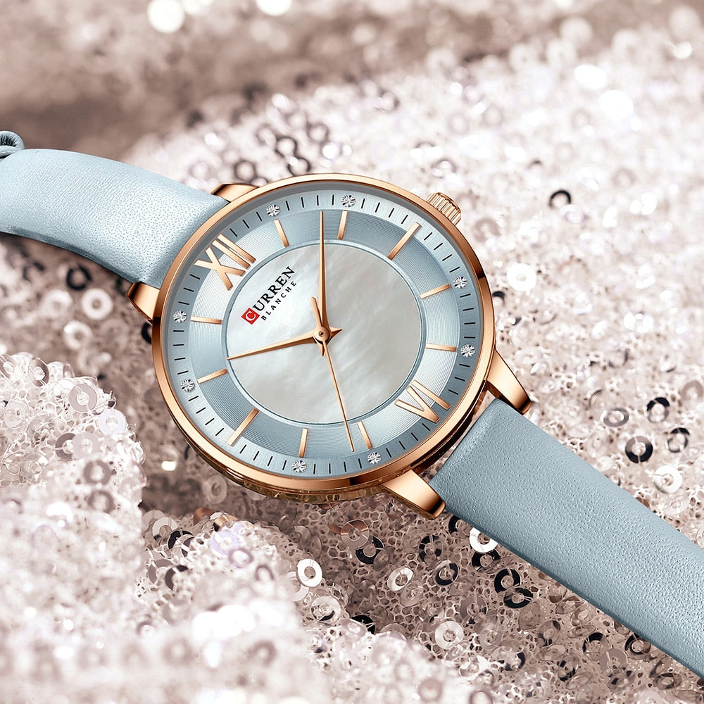 Elegant Ladies Quartz Watch with Leather Strap – Waterproof and Stylish Timepiece for Women