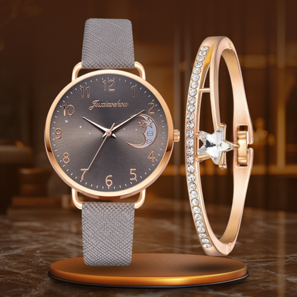 Elegant Moon Dial Watch and Bracelet Set - Timeless Style & Precision 11