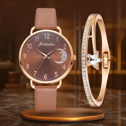 Elegant Moon Dial Watch and Bracelet Set - Timeless Style & Precision 13