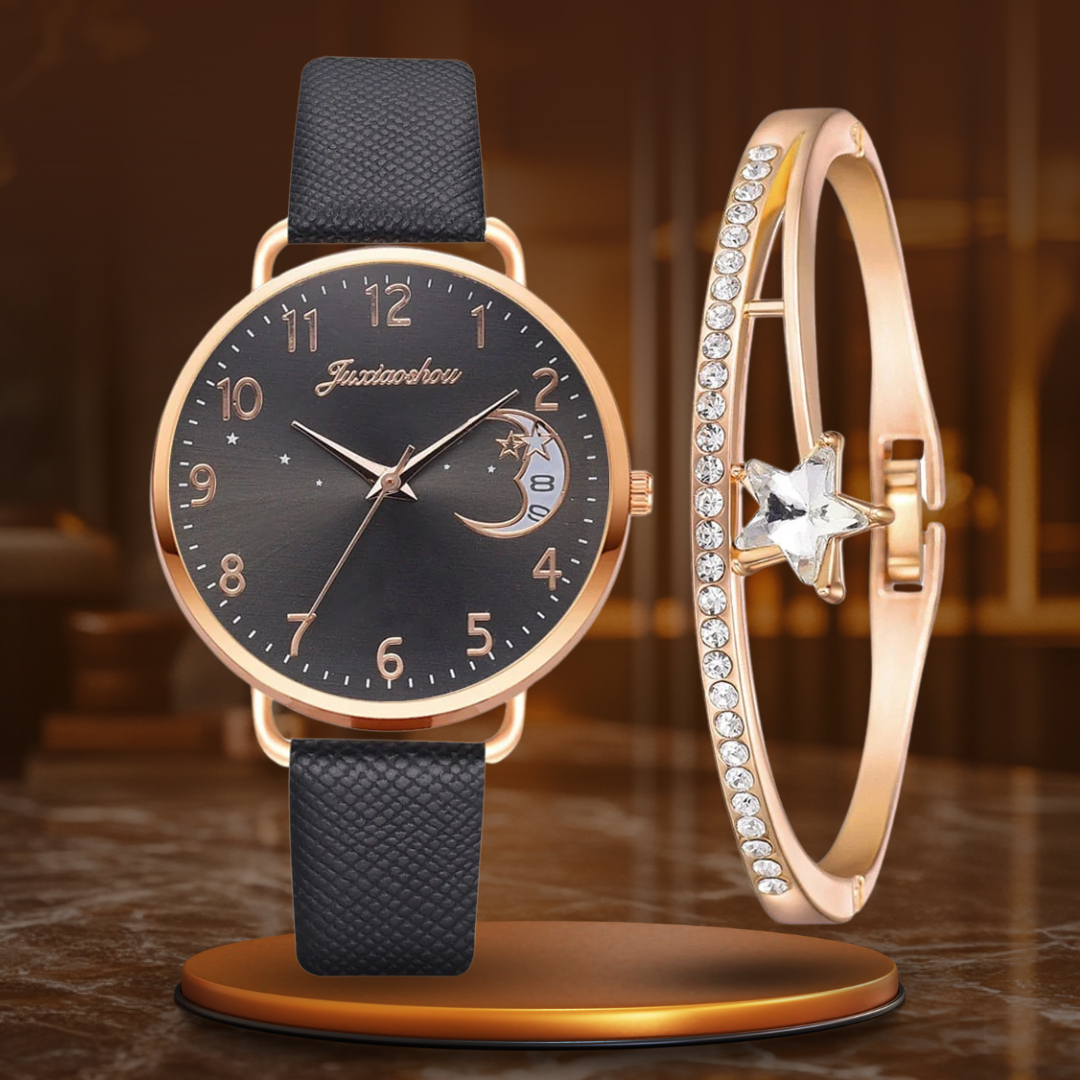 Elegant Moon Dial Watch and Bracelet Set - Timeless Style & Precision 14