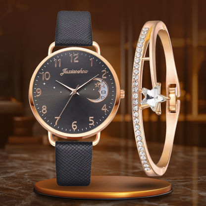 Elegant Moon Dial Watch and Bracelet Set - Timeless Style & Precision 14