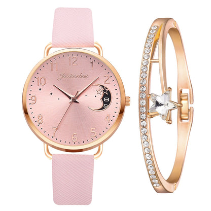 Elegant Moon Dial Watch and Bracelet Set - Timeless Style & Precision 5