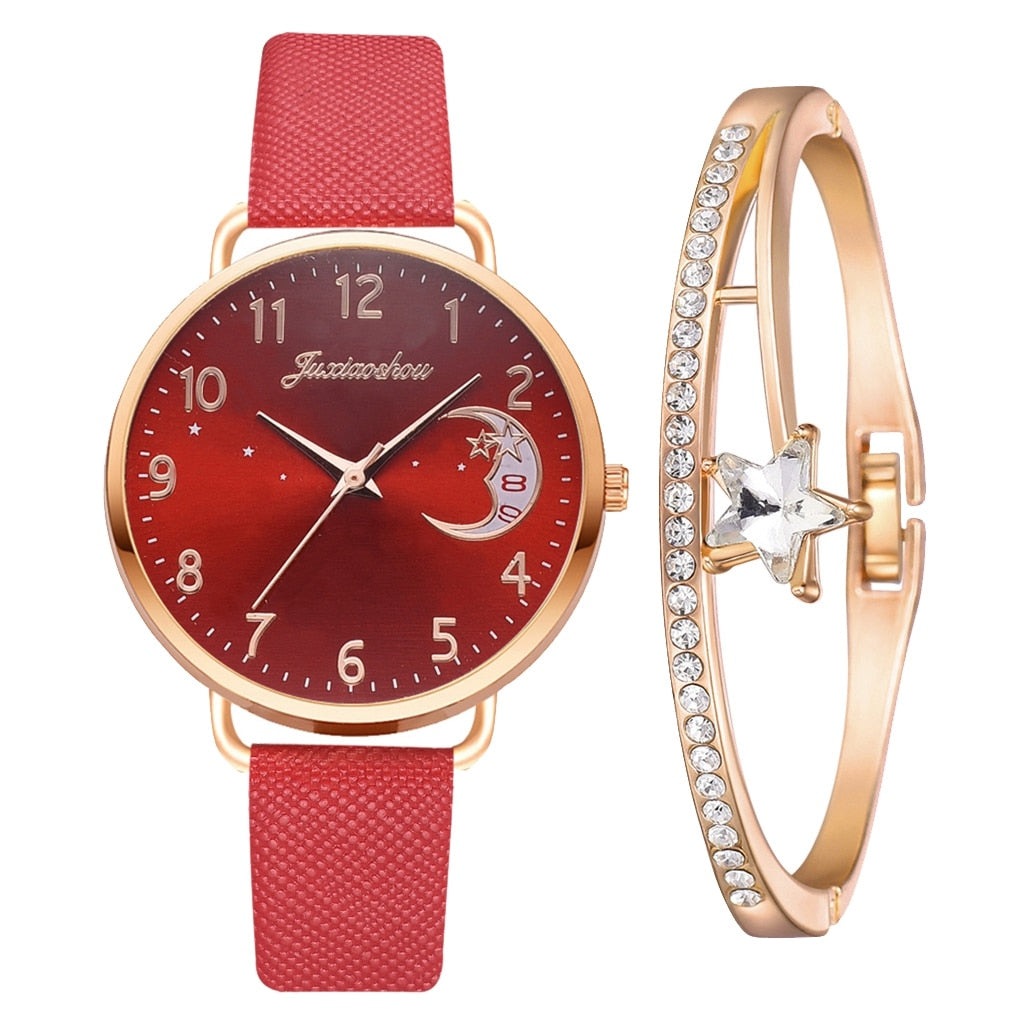 Elegant Moon Dial Watch and Bracelet Set - Timeless Style & Precision 6