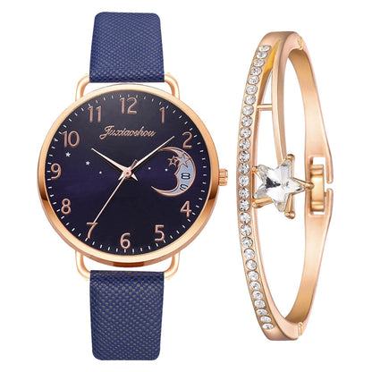 Elegant Moon Dial Watch and Bracelet Set - Timeless Style & Precision 7