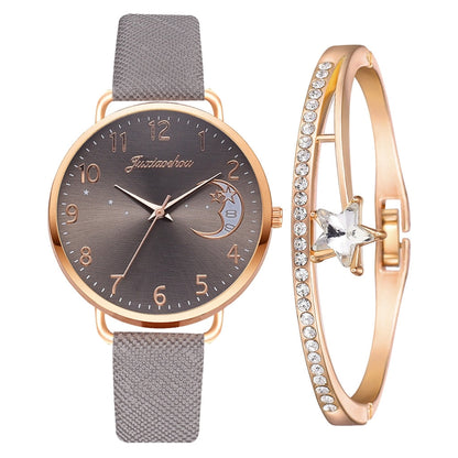 Elegant Moon Dial Watch and Bracelet Set - Timeless Style & Precision 8