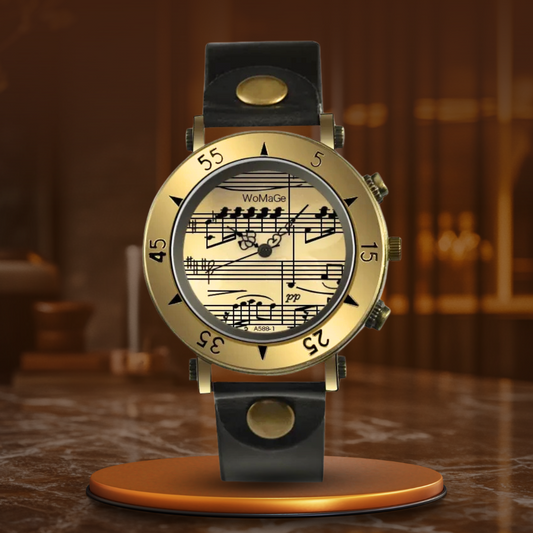 Elegant Music-Inspired Fashion Watch with Leather Strap – Slim Dial for Women 0