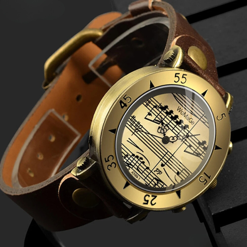 Elegant Music-Inspired Fashion Watch with Leather Strap – Slim Dial for Women 1