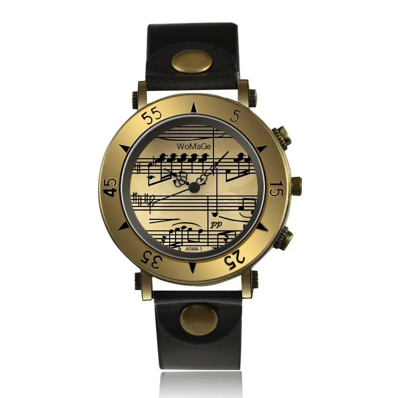 Elegant Music-Inspired Fashion Watch with Leather Strap – Slim Dial for Women 3